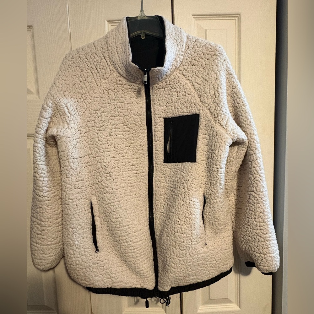 Ingrid & Isabel Black Bomber Jacket with Soft Cream Lining - Picture 6 of 6
